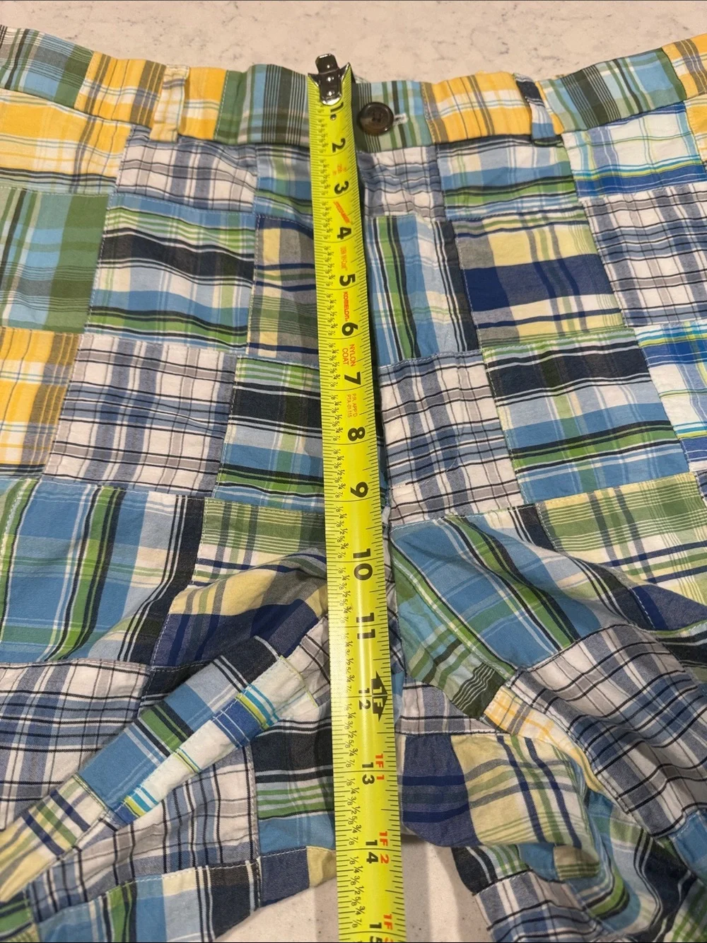 Brooks Brothers Country Club Men's Patchwork Plaid Cotton Shorts Navy Blue Green